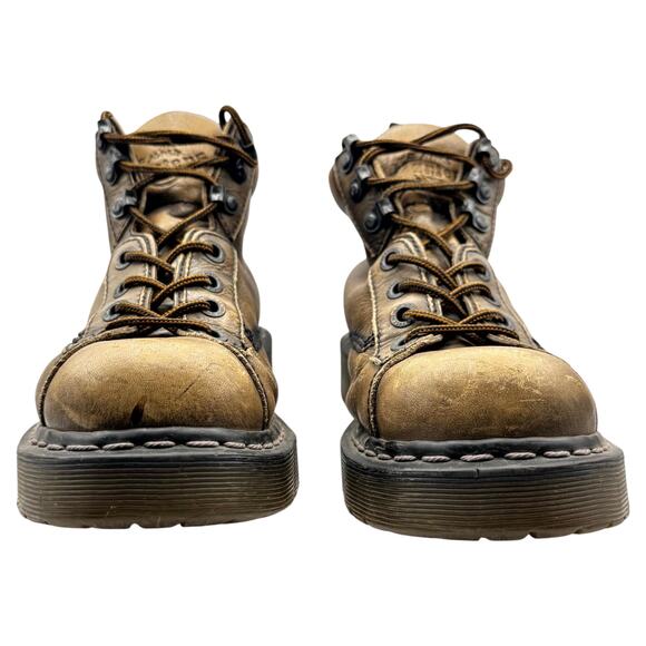 Dr Martens Work Boots Grizzly Leather Distressed Brown Gorpcore Grunge 8 Worn In main image 4